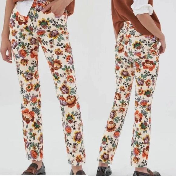 Anthropologie Denim - Anthropologie Cigarette Jean Floral Pilcro High Rise 26 Cottagecore Garden NWT